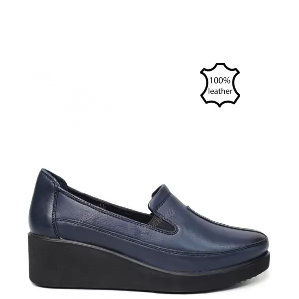 Сини дамски обувки с ластици на платформа 21028-2