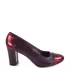 Дамски елегантни обувки на среден ток в бордо