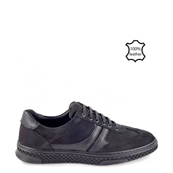 Спортни мъжки обувки от набук в черен цвят