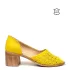 Жълти дамски летни обувки от естествена кожа на ток