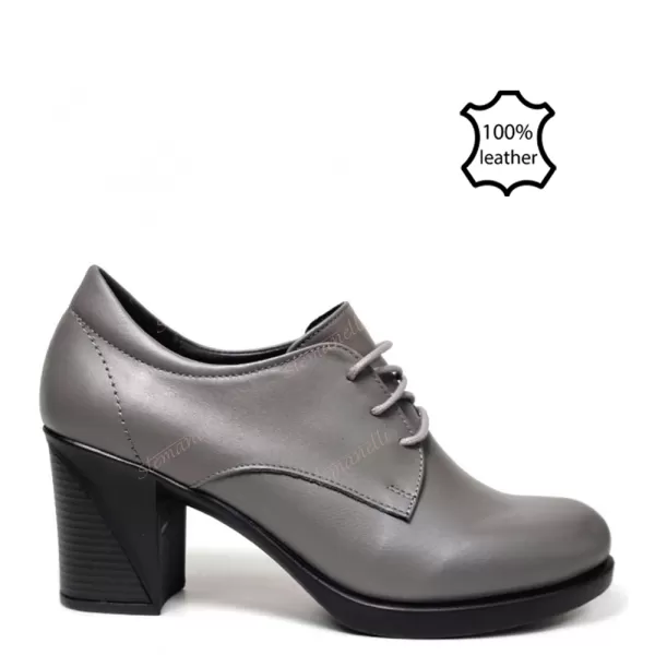 Дамски обувки на ток в сив цвят 21021-2