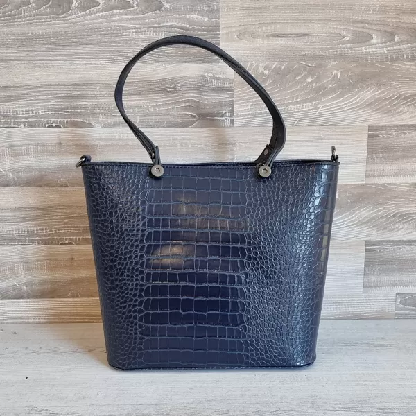 Голяма елегантна дамска чанта в син цвят 73091-7
