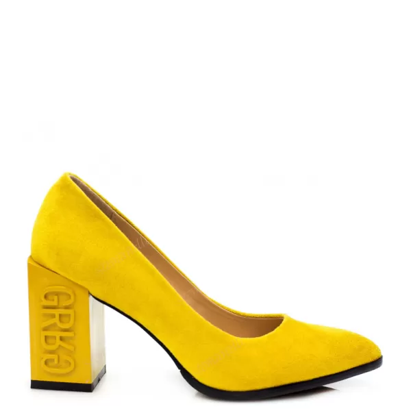 Жълти дамски елегантни обувки Елиза от велур