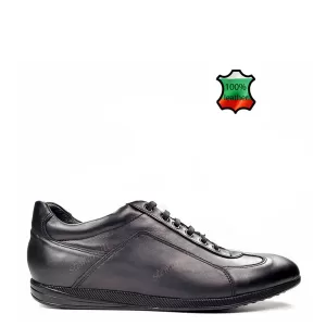 Български мъжки обувки от естествена кожа в черно...