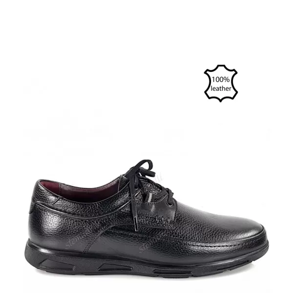Ежедневни мъжки обувки от кожа в черен цвят