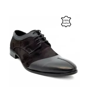 Черни мъжки елегантни обувки от естествена кожа и набук