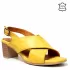 Жълти дамски сандали на ток от естествена кожа...