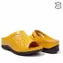 Жълти дамски чехли от естествена кожа на платформа