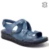 Сини дамски сандали от естествена кожа 23944-2