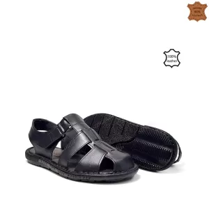Черни мъжки сандали от естествена кожа 14565-2...