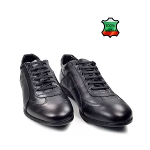 Български мъжки обувки от естествена кожа в черно