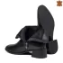 Елегантни черни дамски кожени боти на нисък ток - 29219-1