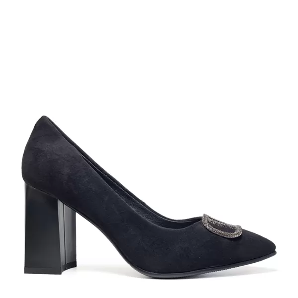 Черни дамски елегантни обувки Eliza от велур 21091-1