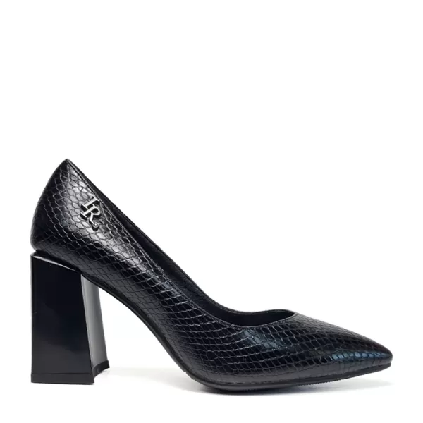 Черни дамски елегантни обувки Eliza с широк ток 21092-1