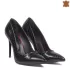 Черни кожени дамски елегантни обувки с принт кроко 21154-2