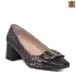 Черни дамски елегантни обувки на среден ток 21155-1