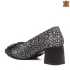 Черни дамски елегантни обувки на среден ток 21155-1