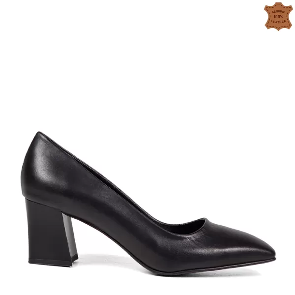 Дамски елегантни обувки в черен цвят от естествена кожа 21177-1