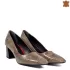 Лачени дамски елегантни обувки в бежово с кроко принт 21177-3