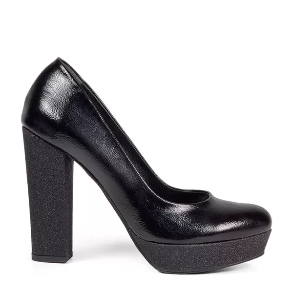Официални дамски обувки в черно с висок ефектен ток 21189-1