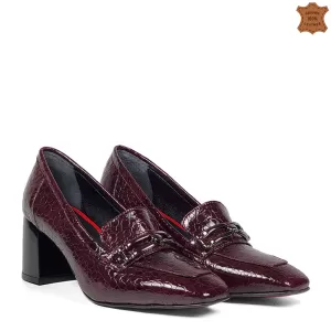 Дамски елегантни обувки от естествен лак в бордо 21200-1