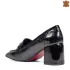 Дамски елегантни обувки от естествен лак в черно 21200-3