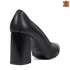 Кожени дамски елегантни обувки с висок ток в черен цвят 21203-1
