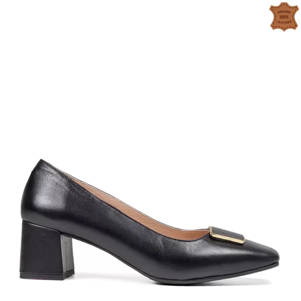 Дамски елегантни обувки от естествена кожа в черно 21326-1