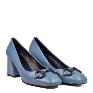 Сини дамски елегантни обувки Eliza на среден ток 2...