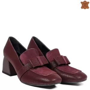 Елегантни дамски обувки от ефектна кожа в бордо 21...