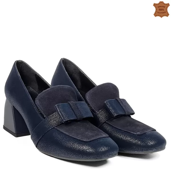 Елегантни дамски обувки от ефектна кожа в синьо 21460-3
