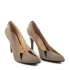 Велурени бежови дамски официални обувки Елиза на ток