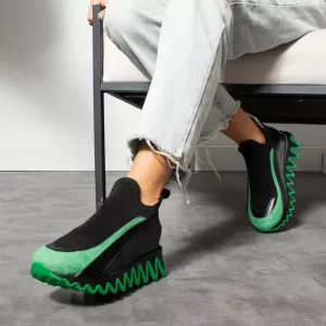 Модерни дамски маратонки тип чорап в зелено 34163-...