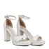 Бели дамски елегантни сандали от сатен с висок ток 21174-1