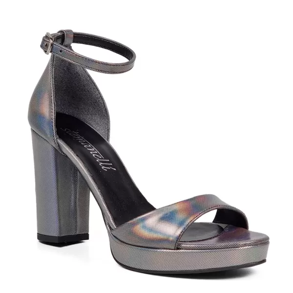 Сиви дамски елегантни сандали от сатен с висок ток 21174-2