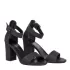 Черни дамски елегантни сандали от сатен на висок ток 21192-1