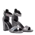 Сиви дамски елегантни сандали от сатен на ток 21192-2