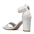 Бели дамски елегантни сандали от сатен на висок ток 21192-4