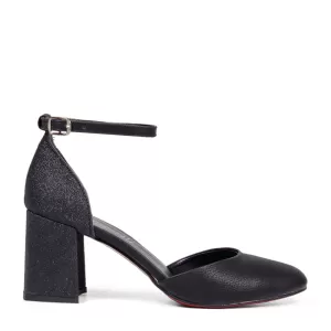 Черни дамски елегантни обувки със затворени пръсти и пета 21209-1