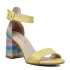 Жълти дамски сандали със затворена пета и цветен ток 21210-3