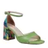 Зелени дамски елегантни сандали с цветен ток 21225-2