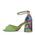 Зелени дамски елегантни сандали с цветен ток 21225-2