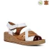 Удобни дамски сандали от естествена кожа в бяло и кафяво 21320-1