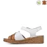 Удобни дамски сандали от естествена кожа в бяло и кафяво 21320-1