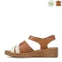 Удобни дамски сандали естествена кожа в кафяво и бежово 21320-2