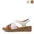 Удобни дамски сандали естествена кожа в бежово и кафяво 21320-3