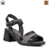 Български дамски сандали от естествена кожа в черен цвят 21322-2