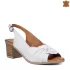 Дамски сандали от бяла естествена кожа с ток 21329-3