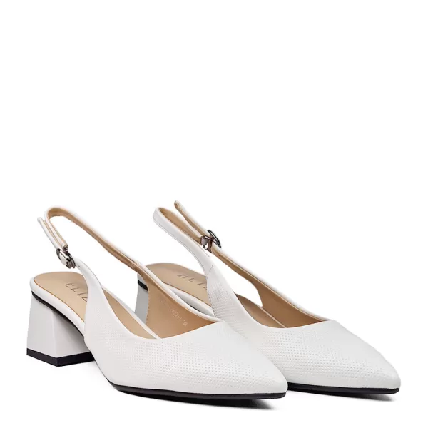 Бели елегантни дамски сандали Eliza с широк ток 21350-2