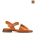 Дамски ниски сандали от естествена кожа в оранжев ...